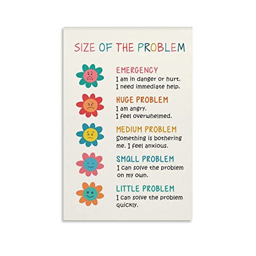 Size of Problem Poster, School Counselor, Zones of Regulation, Feelings Chart, How Big Is My Problem Poster Canvas Artwork Prints Rustic Farmhouse Decorations for Living Room Bathroom Bedroom 20x30inc