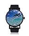 Produktbild Beauty Ocean Tropical Beach Ultradünne Herren Damen Armbanduhr Business Casual Sport Quarzuhr für Frauen Herren Wasserdicht Unisex Armbanduhr