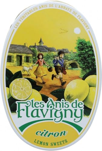 Anis de Flavigny – Bonbons authentiques à l'anis dans une boîte ovale 50 g – Citron | Tradition & Plaisir artisanal