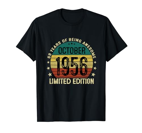 68 Años Cumpleaños Regalos Originale Hombre Octubre 1956 Camiseta