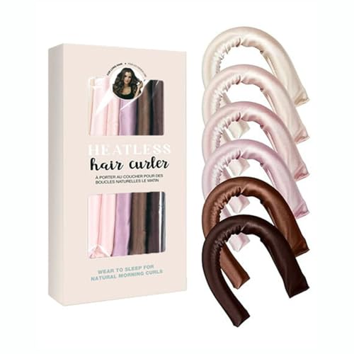 Heatless Hair Curler -Satin Covered Heatless Hair Curlers for Long Hair ?6 pcs Satin Jumbo Flexi Rods for All Hair Types ?Hair Curlers To Sleep in?Easy and Gentle on Hair?Girl's gift