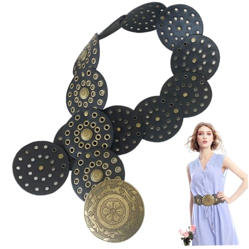 Wide Belts for Women 40in Black Vintage Punk Boho Belt Chunky Waistline Western Leather Cowgirl Belt Vintage Accessories4