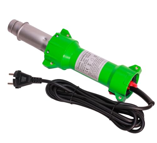 1600W Kunststoff Heißluft Schweißgerät Heißluftbrenner Kunststoffschweißer Schweißen Heißluftpistole Handgriff Stange, mit LED-Licht, 2 Flache Schweißdüsen, 40mm Silikon-Nahtwalze, Messing-Nahtwalze