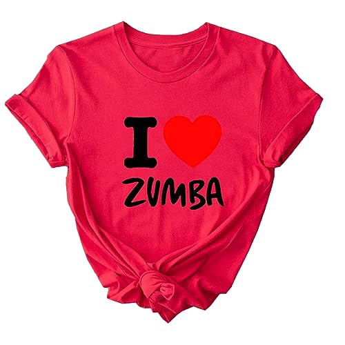 Lässiges Damen-T-Shirt I Love Zumba Dance Graphic Print Kurzarm-T-Shirt mit Rundhalsausschnitt für Freizeit Sport Fitness Yoga