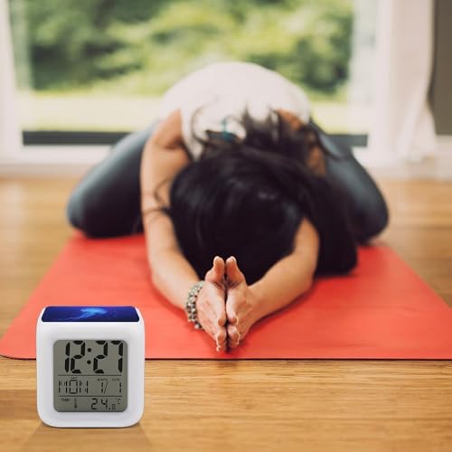 Reloj despertador de medusas azules digital con pantalla LED de temperatura 8