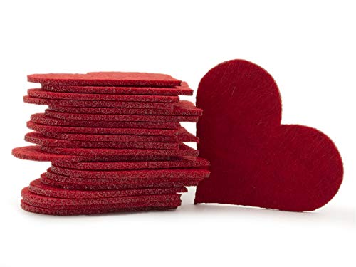 Summer-Ray 100 Stück rote Filzherzen, lasergeschnitten, 2 mm, für Scrapbooking