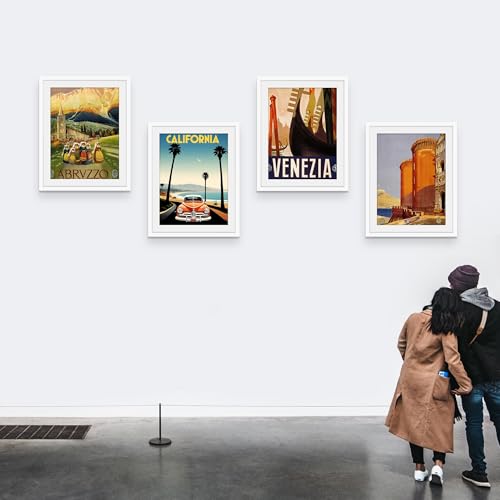 Picrit 22x28 Frame 3 Pack, White Poster Frame, Display Poster 18 x 24 with Mat or 22 x 28 without Mat for Horizontal or Vertical Wall Mounting