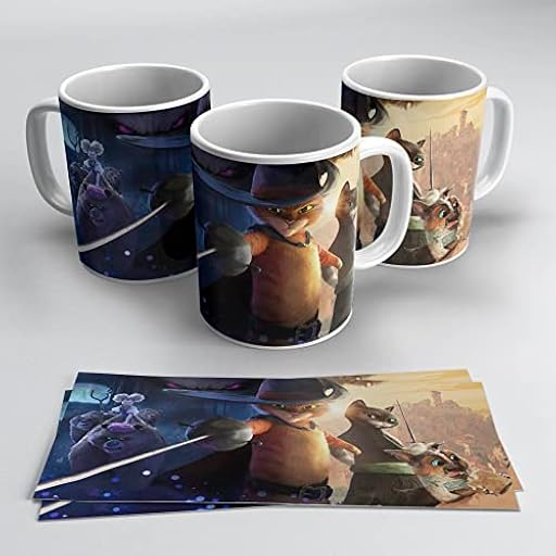 newseny Taza El gato con botas: el último deseo (personajes protagonistas: Kitty y Goldilocks) Taza Blanca Cerámica 320ml | Ya disponible en tu tienda friki favorita! En mundofriki.es!