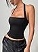 REORIA Halter Tops for Women Summer Sleeveless Going Out Outfits Y2K Trendy Cute Crop Tank Top Clothes Black Medium