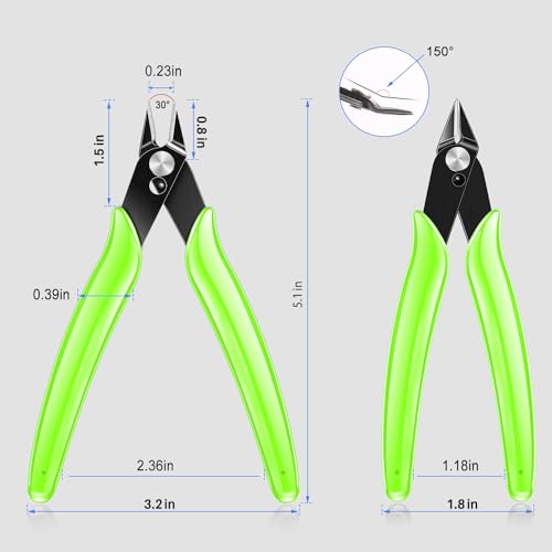 Image of NICE-POWER 5 Inch Wire Cutter Green Zip Tie Cutters Micro Flush Cutter Precision Wire Clippers Hobby Snips Small Side Cutting Pliers for Cutting Small Wires Models Jewelry Making Floral Art 3d Print