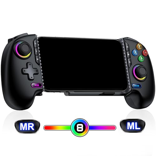 Mobile Game Controller for iPhone/Android Handheld Gaming, Wireless Phone Gaming Controller with (Programmable) /Hall Effect Joysticks & Analog Triggers/Adjustable Turbo sega saturn accessories