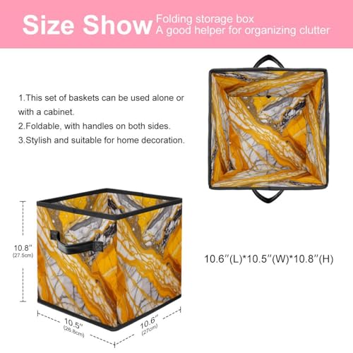 Grand bac de rangement cube pliable marbre jaune