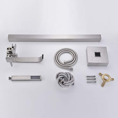 Artiqua Freestanding Bathtub Faucet Tub Filler Brushed Nickel Floor Mount Faucets Brass Single Handle With Hand Shower #TOP6