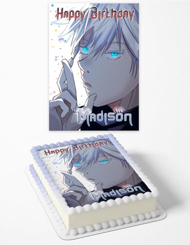 Satoru Gojo Anime Edible Cake Image Topper Birthday Cake 1/4 Sheet