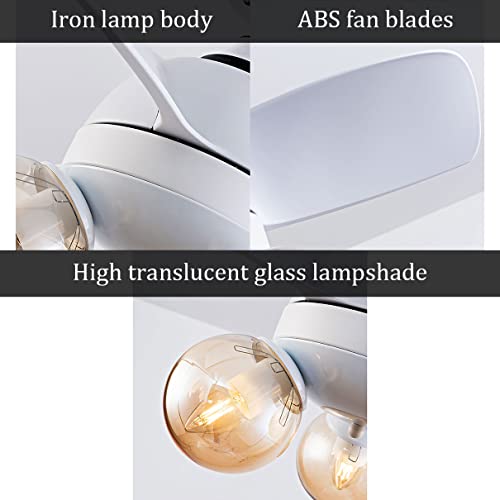 Ventilateur de plafond réversible E27 éclairage LED et télécommande 6 vitesses