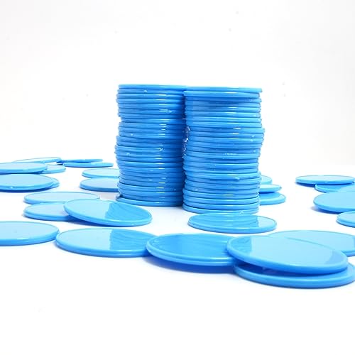 Smartdealspro Undurchsichtiger Lernzähler aus Kunststoff, Mini-Poker-Chips, Spielsteine mit Aufbewahrungsbox (Himmelblau, 32 mm (100 Stück))