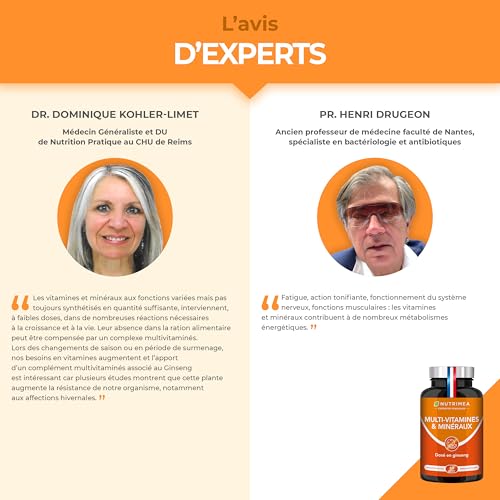 Multivitamines et Minéraux - 16 Vitamines & Minéraux + GINSENG - Vitamines A, B6, B9, B12, C, D3, E, Magnésium, Fer, Zinc & Calcium - Energie, Vitalité, Puissance - Fabrication Française - Nutrimea – Image 7