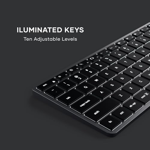 Image of Satechi Slim X2 Bluetooth Backlit Keyboard for Mac, Illuminated Keys & Multi-Device Sync, for MacBook Air /Pro /Neo, iPad Air /Pro, iPad mini, Mac mini, iMac - Space Gray