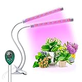 Plant Lights for Indoor Plants -, Plant Light with 64 Full Spectrum LED, Adjustable Dual Head Gooseneck Growing Lamps with Stand, 5 Dimmable Levels 3/9/12H Timer by Jasius