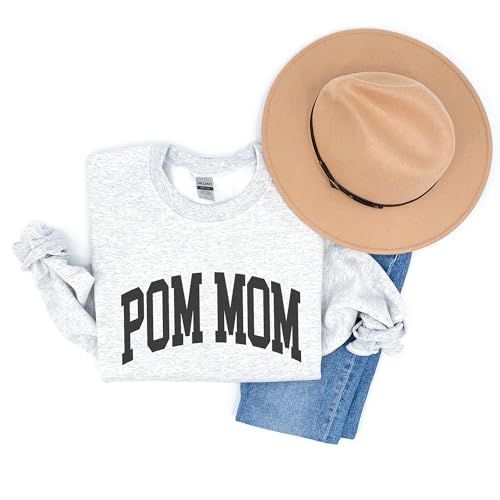 Pom Mom Varsity Sweatshirt, Cute Pomeranian Pet Parent Sweater, Pom Dog Mom Gift, Dog Lover Shirt, Unisex Womens Crewneck Sweatshirt Sand4