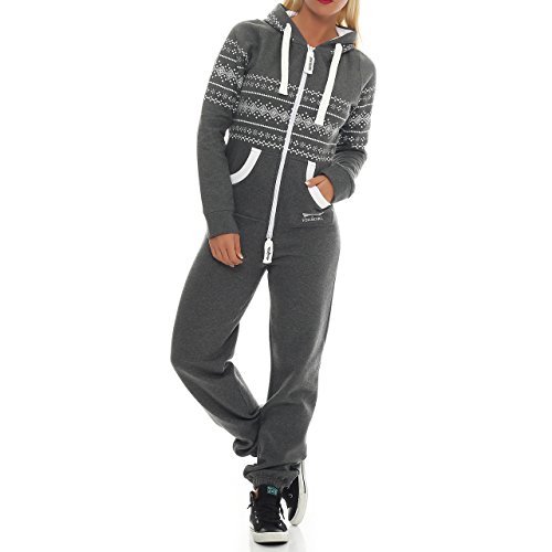 Preisvergleich Produktbild Finchgirl 44F123 Azteken FG117 Damen Jumpsuit Overall Jogging Dunkelgrau S
