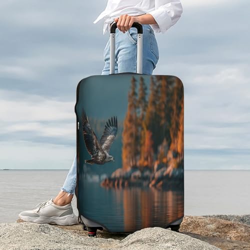 The Eagle On The Lake Durable Luggage Cover Suitcase Protector Anti-Scratch Luggage Cover Fits 18-32inch Luggage, Black, Small3