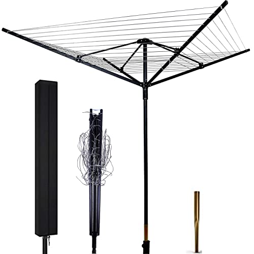 MYOYAY Rotary Outdoor Umbrella Drying Rack Umbrella Rotary Dryer Clothes Line Protective Cover 4 Arms with 165ft Clothesline Outdoor MYOYAY Rotary Outdoor Umbrella Drying Rack Umbrella Rotary Dryer Clothes Line Protective Cover 4 Arms with 165ft Clothesline Outdoor