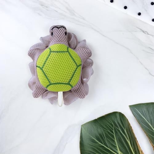 Image of Luxe Home International Bath Sponge For Kids And Adult Microfibre Soft Shower Loofah Turtle Pattern Gentle Skin Exfoliating Body Scrubber For Toddler Green 15x17cm Pack Of 1