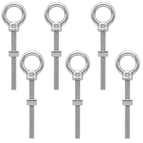Fixation boulon à oeil long M6 x 60 mm avec rondelles et ecrous en inox