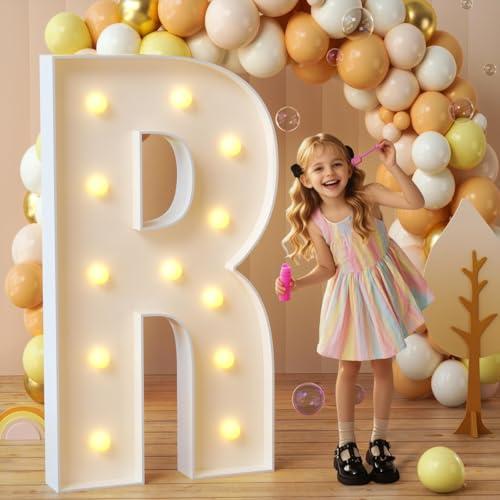 Lettres lumineuses pour chapiteau R 1m20 mosaïque déco fête prénatale