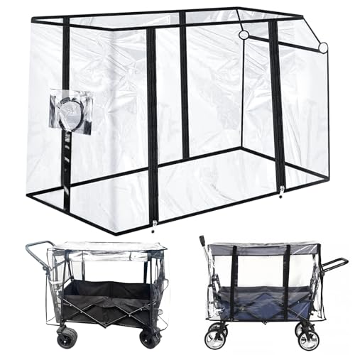 BORDEAG Bollerwagen Regenschutz Faltbar mit Dach, Transparent, für Handwagen, Strand, Zubehör