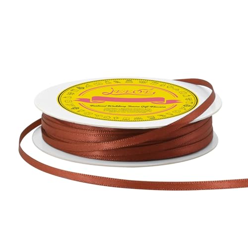 Image of Double Face Rust Satin Thin Ribbon 1 /8 inch X 50 Yards Polyester Rust Ribbon for Gift Wrapping Very Suitable for Weddings Party Hair Bow Invitation Decorations and More