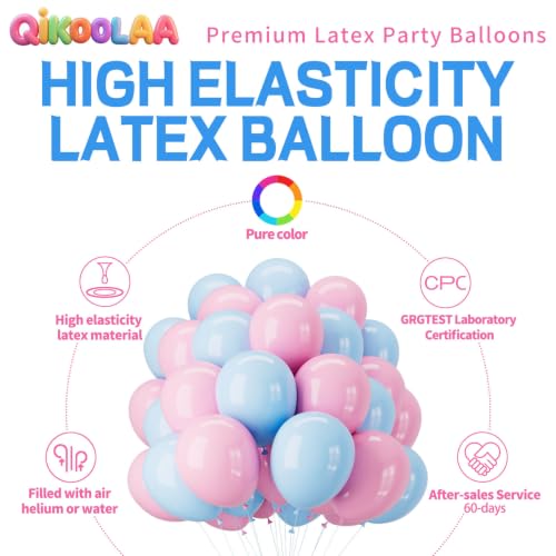Image of 68Pcs Pink and Blue Latex Balloons, 12 Inch Pink Blue Gender Reveal Balloons for Boy or Girl Gender Reveal Birthday Party Baby Shower Anniversary Decorations.