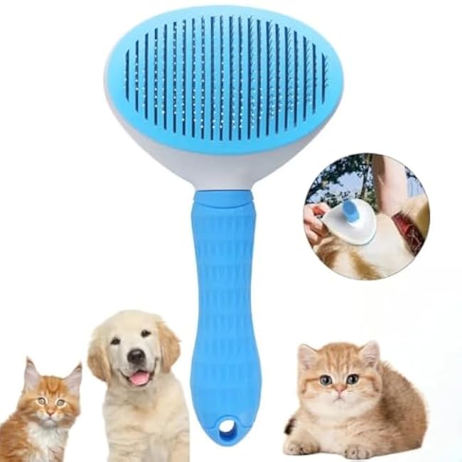 Cat grooming brush for shedding¨C self grooming brush Cats & Dogs ¨C All skin friendly with soft rubber also on handle, short hair grooming brushes-w5IdKtBg