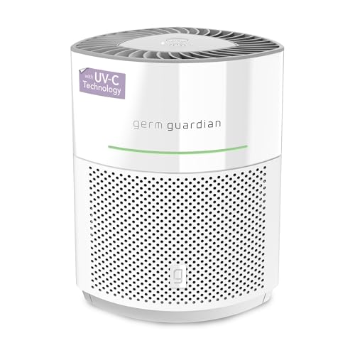 Germ Guardian AirSafe+ Intelligent Air Purifier with 360° HEPA 13 Filter, Removes 99.97% of Pollutants, Large Rooms over 1000 Sq. Ft, Air Quality Sensor, UVC Light, Zero Ozone Verified, White AC3000W