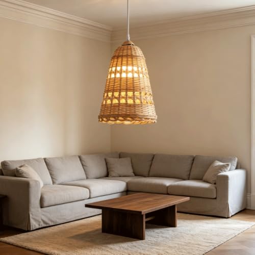Suspension en bambou tressé main lustre artisanal d'exception