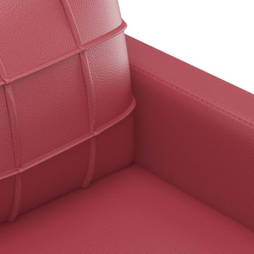 Willood 3-Sitzer-Sofa Couch für Wohnzimmer, Polstersofa mit Metallgestell, Loungesofa Zweisitzer Wohnzimmersofa Wohnzimmermöbel Weinrot 180 cm Kunstleder – Bild 8