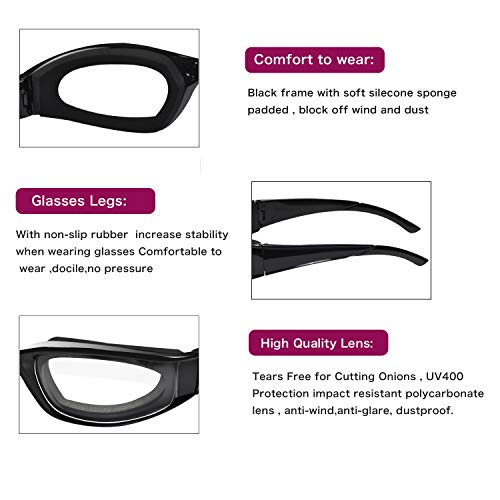 5 Pairs Onion Glasses,Onion Goggles Glasses,Anti-Fog No-Tears,Kitchen Onion Glasses with Inside Sponge for Cutting and Cooking for Women Men Cleaning Kitchen - Thumbnail 6