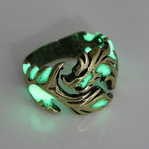Lanbowo Luminoso Dragones Anillo para Hombre Noctilucentes Luz Nocturna Brillante en la Oscuridad Joyería - 2
