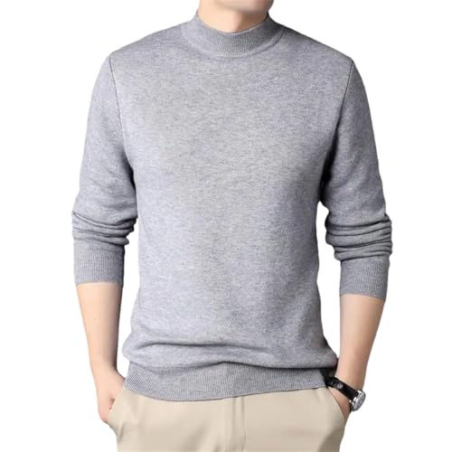 Dcvmvmn Men Fall Winter Sweater Knitted Solid Color Elastic Half-High Collar Long Sleeve Slim Fit Soft Warm Pullover