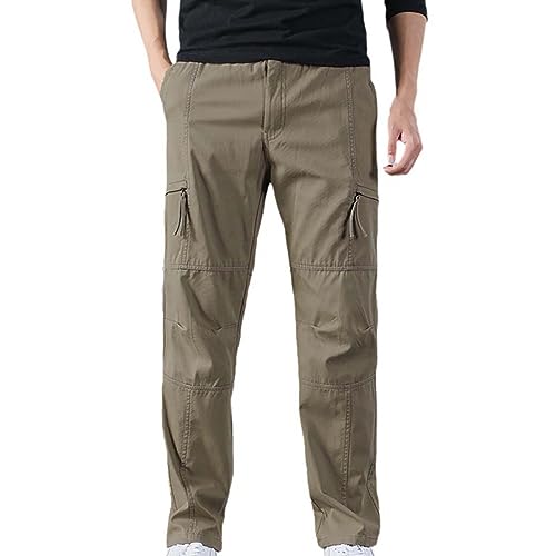 Generisch Pantalones cargo para hombre: pantalones de senderismo con muchos bolsillos, pantalones de trekking ligeros, pantalones de trekking suaves, pantalones de escalada transpirables, resistentes