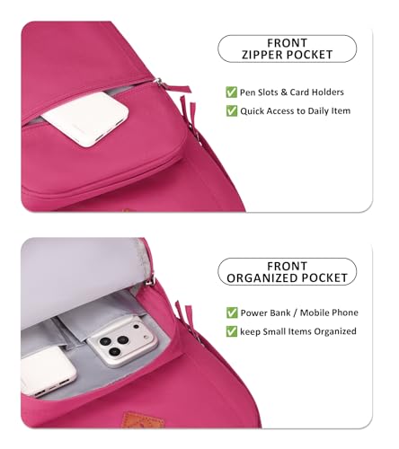 Image of abshoo Girls Solid Color Backpack For College Women Water Resistant School Bag (Rose Red)