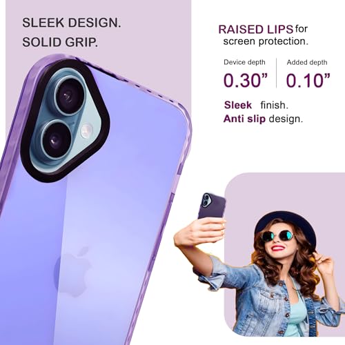 Image of A rtistque Ultra Stylish Back Cover Case for iPhone 16 | Premium Shockproof TPU | Transparent | Protective Design | Bumper Back Cover - Purple