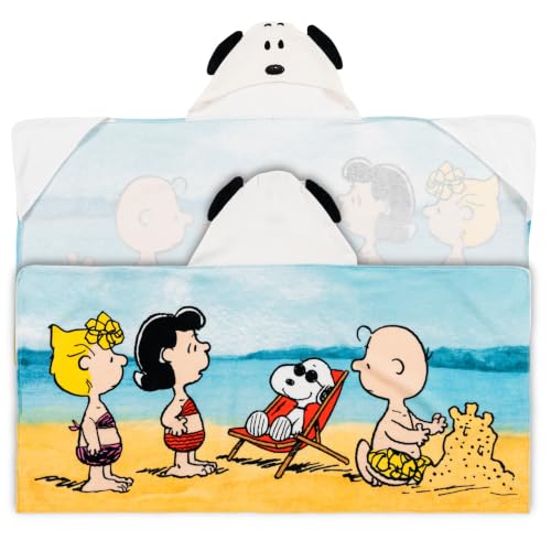 Image of Peanuts Snoopy Kids Super Soft Bath /Pool /Beach Soft Cotton Terry Hooded Towel Wrap, 24 in x 50 in, (Officially Licensed Product) by Franco