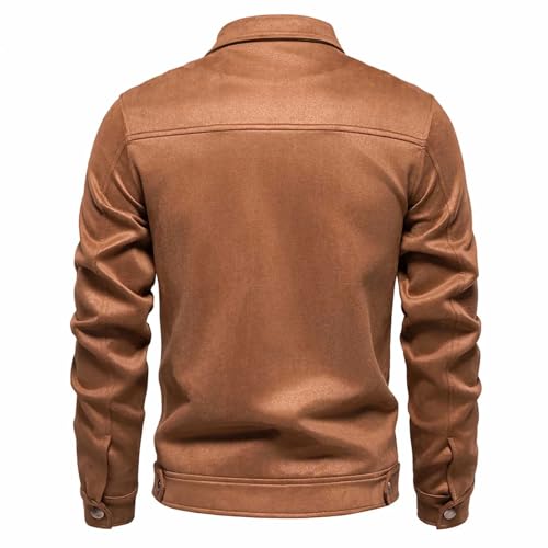 Men's Suede Jacket Spring Fall Full Zip Up Jackets Vintage Faux Leather Coat Outwear with Zipper Pockets for Business3