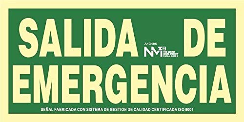 Normaluz B13906 - Señal Luminiscente Salida De Emergencia Alumino 0,5Mm 15X30Cm Con Cte, Ripci