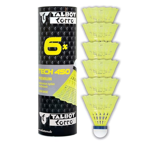 Talbot Torro Badminton Ball Tech 450, 6er Dose, Farbe: Gelb, Geschwindigkeit: Blau/Mittel,...