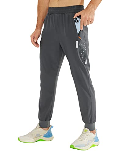 Purltoan Jogging Sweatpants For Men Lightweight Quick Dry Athletic Pants With Zip Pockets Tapered Hiking Running Exercise Sports Pant Darkgrey M #TOP13