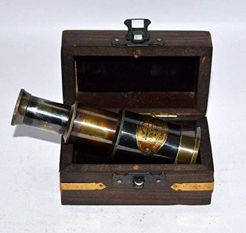 Brass Telescope with Wooden Box, Vintage Antique, Large