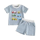 GGBNOMER Toddler Baby Boy Summer Clothes Waffle Truck Embroidery Short Sleeve Tops T-Shirt and Shorts Sets...